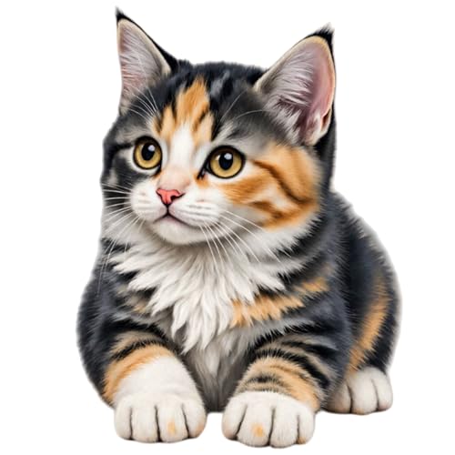 Waterproof Cute Calico Tabby Kitten Car Stickers – 5.5 Inch Vinyl Decals 2 Pack for Cars, Motorcycles, Laptops, Suitcases, Refrigerators, Walls, Doors, Bicycles, Removable Decorative Bumper Stickers