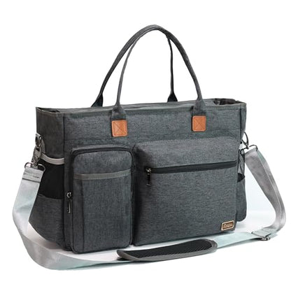 Rabjen Nurse Tote Bag for Work with Padded 15.6” Laptop Sleeve, Medical Supplies Shoulder Bag for Home Health Care - color: Dark Grey
