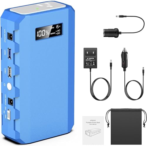 Portable Power Station with AC Outlet, Powkey 65W/110V External Battery Pack 24000mAh/88.8Wh Power Pack, Portable Power Source Supply Backup for Outdoor Tent Camping Home Blue | Powkey 86Wh Lithium Battery Pack with 65W AC Outlet, Emergency Backup Power S