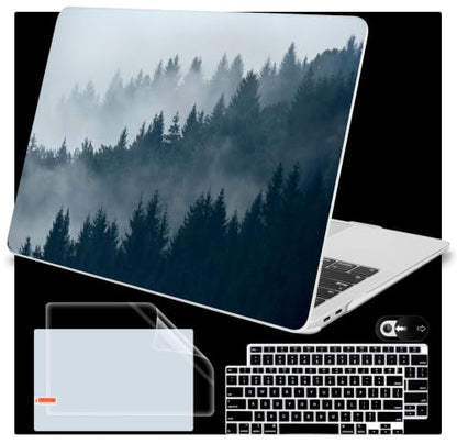 Mektron for MacBook Air 13 inch Case 2021-2018 Release A2337 M1 A2179 A1932, Plastic Hard Shell Case Only Compatible with MacBook Air 13 inch Retina Fits Touch ID, B-Misty Forest C132 - color: B-Misty Forest C132