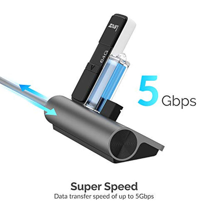 SABRENT USB-C 3.0 Hub, 5-in-1 USB SD Card Reader, SD & TF Dual Slot + 3 USB 3.0 Hub Portable Compatible with MacBook, Mac Pro/Mini, iMac, XPS, Surface Pro, Windows, Thunderbolt (HB-U3CR)