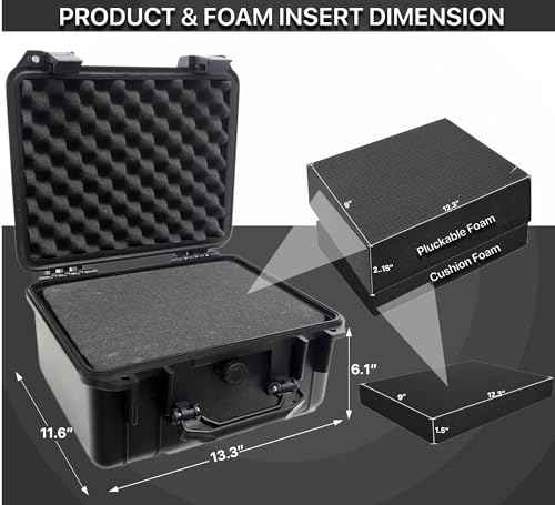 Tactical Hard Case WaterProof & Shock Proof With Custom Foam Insert - size: Medium