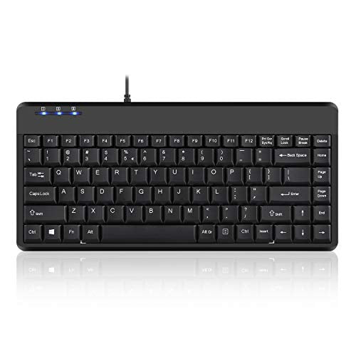 Perixx PERIBOARD-409H Wired USB Mini Keyboard with 2 USB Hubs, Black, US English Layout - style: USB with Hubs