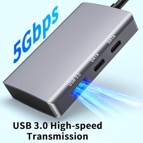 6-in-1 CF/SD/TF Card Reader with Dual USB-C Hub - USB 3.0 Card Reader Adapter for Computer/Android/Micro SD/, Memory Stick Pro Duo Adapter, 5Gbps High-Speed Data Transfer