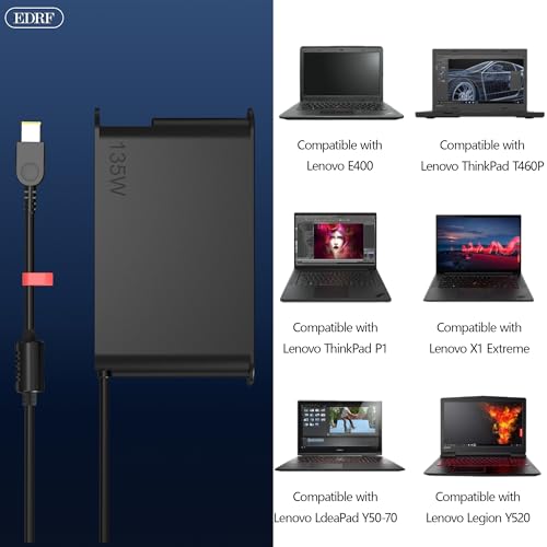 NEW 135W Laptop Charger Compatible with Lenovo IdeaPad Yoga Slim Creator 5 7 ThinkPad X1 Extreme Ideapad Gaming 3 Ideapad Yoga Legion 5 ThinkBook 15P Ideacentre AIO Thinkstation Power Supply Adapter - color: Dark