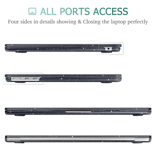 May Chen Case for MacBook Air 13/13.6-inch (M5/M4/M3/M2, 2022-2026 Models A3449 A3240 A3113 A2681), Lightweight | Closes Seamlessly | Ideal for Work Hard Shell Case, Crystal Black Glitter - color: Crystal Black Glitter