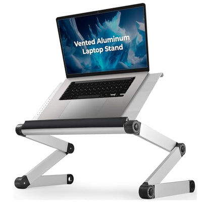Uncaged Ergonomics WorkEZ Executive Adjustable Laptop Stand for Desk, Adjustable Height Foldable Aluminum Computer Stand, Cooling Laptop Holder, Notebook Computer Riser for Desk, Silver - color: Silver