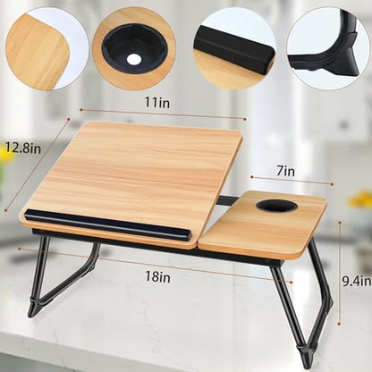 Adjustable Laptop Desk for Bed,Bed Table for Laptops,Laptop Stand for Beds,Lap Desk Foldable Bed Desk for Laptops and Writing,Portable Beds Tray Table with Cup Holder