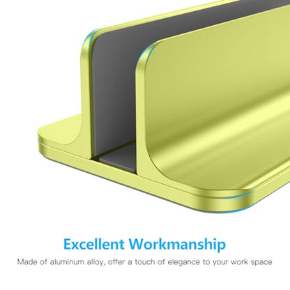 OMOTON Vertical Laptop Stand Holder, Desktop Aluminum Stand for MacBook with Adjustable Dock Size, Fits All MacBook, Surface, Chromebook and Gaming Laptops (Up to 17.3 inches), Green - color: Green