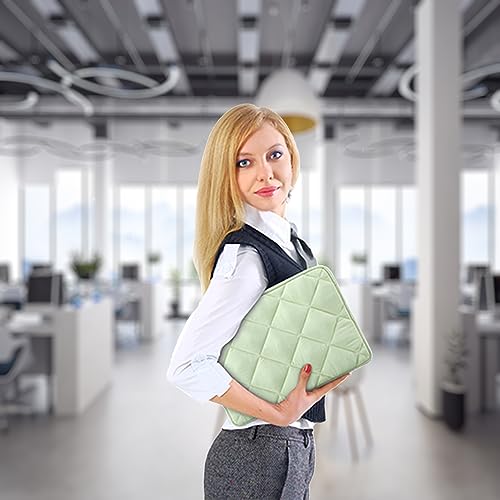 LANDICI Puffy Laptop Sleeve 15.6 Inch, Cute Laptop Case Compatible with MacBook Pro 16, 15.6-16 Inch Lenovo Acer Dell HP Asus, Slim Computer Bag with Accessories Pouch, Green - color: Mint Green, size: 15.6-16 Inch