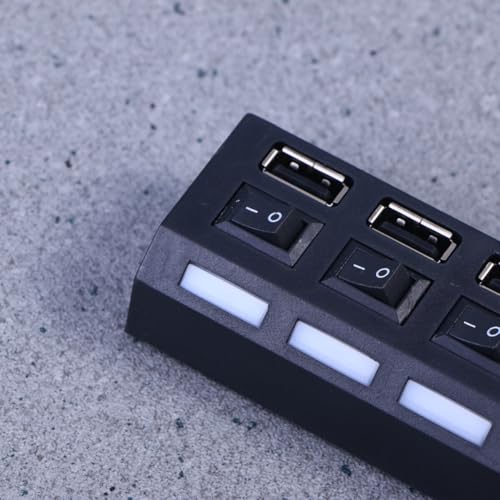 Vaguelly Portable USB Hub Ports with Individual LED Power Indicators and Switches High-Speed Mbps Data Transfer Expansion Hub for Laptop PC Desktop Compatible with Windows Operating System