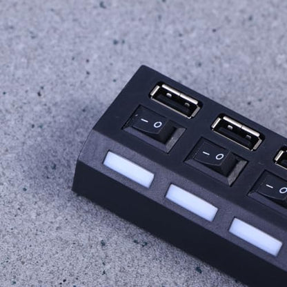 Vaguelly Portable USB Hub Ports with Individual LED Power Indicators and Switches High-Speed Mbps Data Transfer Expansion Hub for Laptop PC Desktop Compatible with Windows Operating System