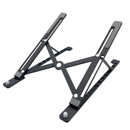 Lightweight Carbon Fiber Laptop Stand Foldable Portable 8 Angles Adjustable Laptop Holder Riser Ventilated Cooling Notebook Computer Stand up to 17.3” Laptops&Tablets Black Gray