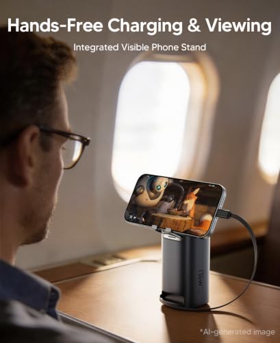 Mukiya 130W 20000mAh Power Bank with Retractable Cable & Stand | Mukiya power bank with built-in usb c cable, retractable phone stand, portable laptop charger, travel essentials
