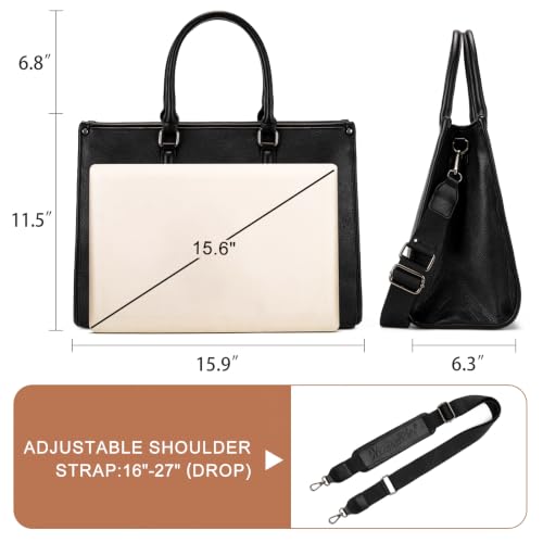 Montana West Laptop Tote Bag for Women 15.6 Inch Computer Bags Business Office Work Briefcase With Adjustable Shoulder Strap - color: A Black