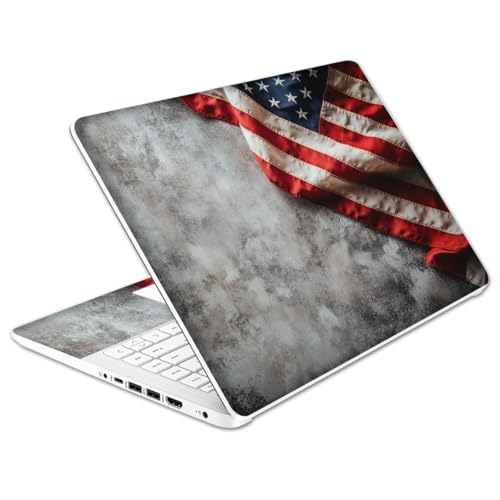 Laptop Skin Decal HP 14" - US Flag, Laptop Cover Sticker, No Cutting Required, No Bubble, Waterproof, Scratch Resistant - Including Wide Screen and Wrist Pad - size: 14 inch
