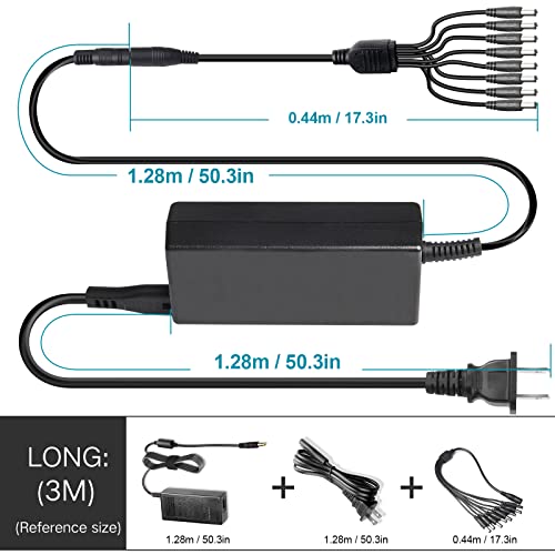 8-Way CCTV Camera Power Splitter-Security Camera Power Adapter-LED Driver Lighting Transformer DC Converter-Flexible LED Tape Strip Light AC DC Power Supply 12V 5A 60W
