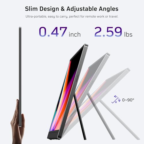 Anyuse 18.5" 100Hz FHD IPS USB-C HDMI Portable Monitor | 18.5" FHD IPS 100Hz, built-in stand & dual speakers, USB-C/HDMI, for PC/Phone/PS5/Xbox/Switch, travel gaming. - size: 18.5''