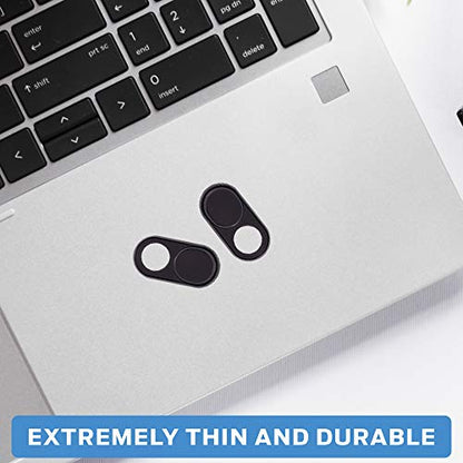 DH Webcam Cover Slide (Black 3-Pack) Ultra-Thin Metal Web Camera Cover Fits Computer, Laptops, Smartphones, MacBook 2018, iPhone, PC, Tablet, iPad, Mac | Enhanced Privacy & Security Protection