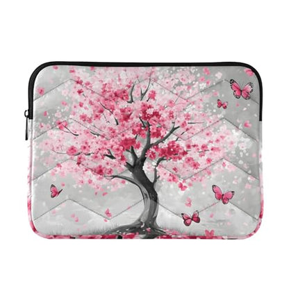Pink Cherry Blossom Tree Laptop Sleeve 13 14 Inch Puffy Quilted Carrying Case Protective Computer Bag Waterproof Laptops Sleeve for Women Men - color: Cherry Blossom, size: Medium