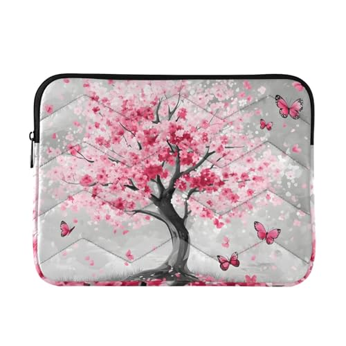 Pink Cherry Blossom Tree Laptop Sleeve 15 16 Inch Puffy Quilted Carrying Case Protective Computer Bag Waterproof Laptops Sleeve for Women Men - color: Cherry Blossom, size: Large