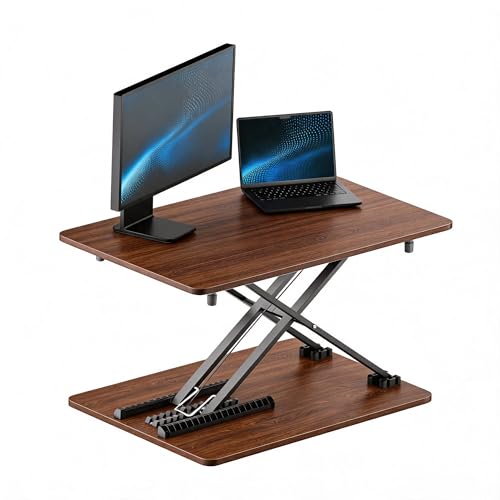 Standing Desk Converter, 25.16" × 15.75" Height Adjustable Laptop Stand for Desk, Sit Stand Monitor Stand, No Assembly Required for Home and Office Use (Natural Wood) - color: Natural Wood