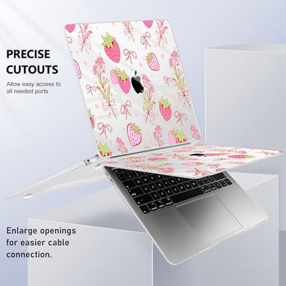 May Chen Compatible with MacBook Air 13 inch Case 2022 2021, 2020-2018 Release Model: M1 A2337 A2179 A1932, Plastic Hard Shell Case Cover for Mabook Air 13 inch with Retina Dispaly, Strawberry Bow - color: Strawberry Bow