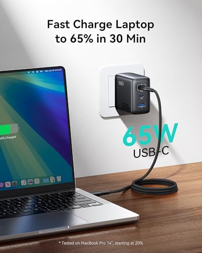 INIU 65W USB C Charger Block, 3-Port GaN Fast Charging Adapter with 100W Cable & Advanced Protection, Foldable Travel Charger for iPhone 17 16 15 Pro Max, iPad, Samsung S26 S25 Ultra, Pixel eReaders