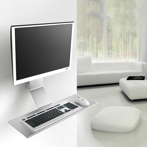 Laptop Desk Mount Stand, Monitor Wall Mount, Adjustable Laptop Holder Bracket with 24-inch Wide Tray, 10kg Load Capacity and Durable Material, Stable Structure, for Working, Studying