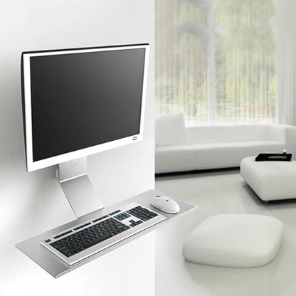 Laptop Desk Mount Stand, Monitor Wall Mount, Adjustable Laptop Holder Bracket with 24-inch Wide Tray, 10kg Load Capacity and Durable Material, Stable Structure, for Working, Studying