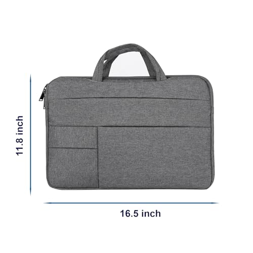 15.6 Inch Laptop Briefcase Sleeve with Hideaway Handles, Slim Work Carry Case, Front Zipper Pocket, Quick Access Fastener Pouch, Low Profile Business Handbag for Commuting, Meetings, Office Travel