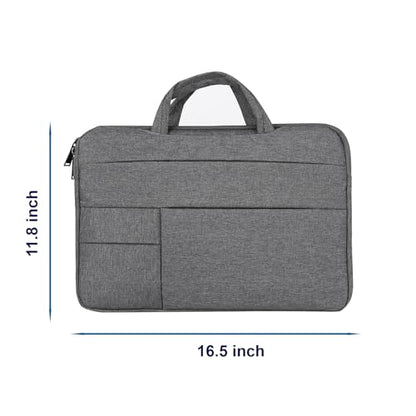 15.6 Inch Laptop Briefcase Sleeve with Hideaway Handles, Slim Work Carry Case, Front Zipper Pocket, Quick Access Fastener Pouch, Low Profile Business Handbag for Commuting, Meetings, Office Travel