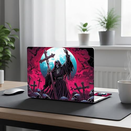 Aesthetic Laptop Skin Cover,12-15.6 Inch Universal Vinyl Sticker Decal,Waterproof Scratch-Resistant Notebook Wrap,Removable Residue-Free Protector,Grim Reaper Moon - color: Grim Reaper Moon