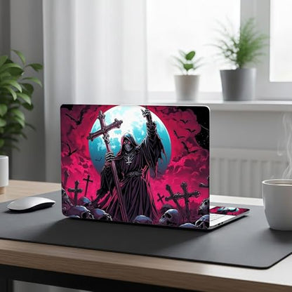 Aesthetic Laptop Skin Cover,12-15.6 Inch Universal Vinyl Sticker Decal,Waterproof Scratch-Resistant Notebook Wrap,Removable Residue-Free Protector,Grim Reaper Moon - color: Grim Reaper Moon