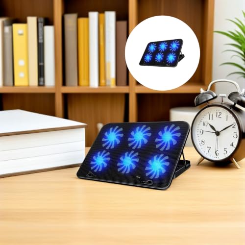 Laptop Cooling Pad with 6 Powerful Fans Quiet Operation Laptop Cooler Stand Made of Sturdy Alloy and Abs for Gaming and Work to Prevent Overheating