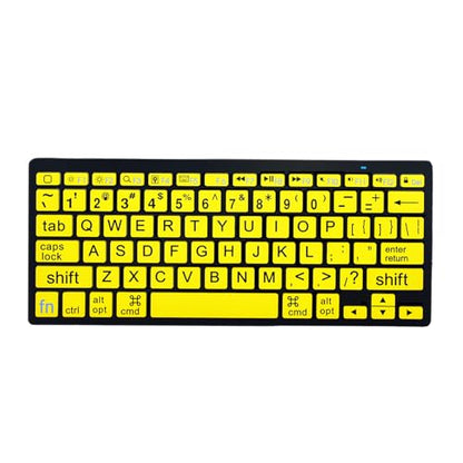 HXMJ-Large Print Mini Bluetooth Keyboard Compatible with iPad,iPhone,iPod,MacBook for Seniors and Visually Impaired Low Vision Individuals-Yellow - color: Yellow