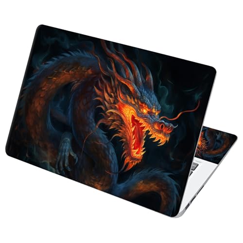 Universal Laptop Skin Sticker with 2 Wrist Pad Decals, 3-Piece Removable Vinyl Laptop Cover, Fire Dragons Waterproof Anti-Scratch, Easy-Trim Fit for 13.3" 14" 15.6" Laptops - color: Fire Dragon