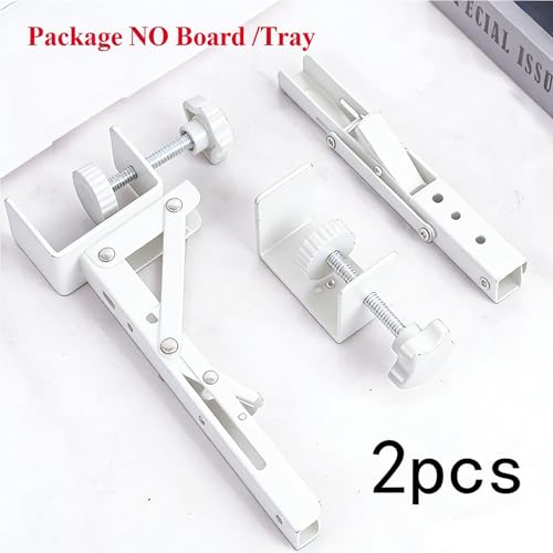 Under Desk Keyboard Tray Support Bracket Adjustable Desktop Extension Board Stand Clamp-on Keyboard Holder Arm Rest Tray Extension Plate Support Rack for Desk, NO Board/Tray, 1 Set (Style02-White) - style: Style02-White