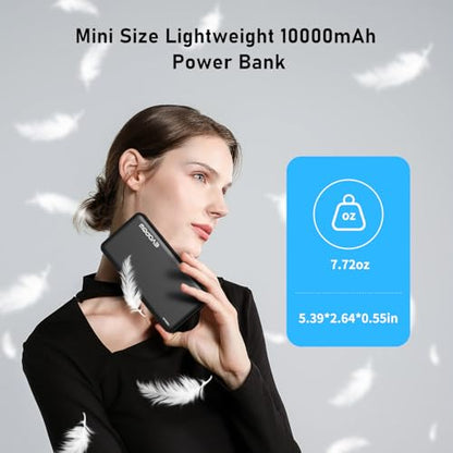 Portable Charger Power Bank 10000mAh, USB C in&Out Fast Charging Battery Pack Portable Phone Charger Quick Charge for iPhone 15/14/13/12, Galaxy S23/22, Pixel Heated Vest and etc (Black) | USB C in&Out,Fast Charging, for iPhone 17/16/15/14/13/12, Galaxy S