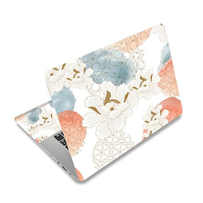 Laptop Skin Sticker,13.3 14 15 15.4 15.6 inch Laptop Skins,Universal Vinyl Decal,Dustproof Scratch Resistant Reusable Cover Protector with Free 2 Wrist Pads (Flower 3) - color: Flower 3
