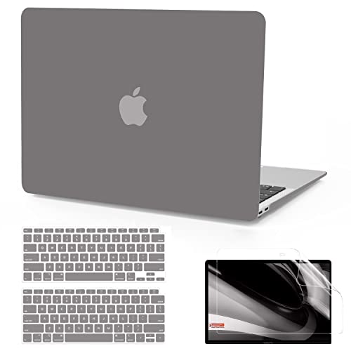 B BELK Compatible with MacBook Air 13 inch Case M1 2021 2020 2019 2018 | A2337 A2179 A1932, Matte Plastic Hard Shell for MacBook Air 13.3 inch Case with Keyboard Cover & Screen Protector, Gray - color: Gray