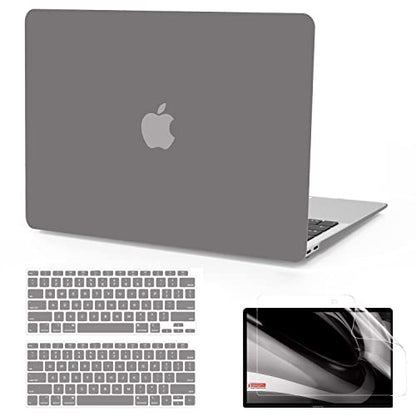 B BELK Compatible with MacBook Air 13 inch Case M1 2021 2020 2019 2018 | A2337 A2179 A1932, Matte Plastic Hard Shell for MacBook Air 13.3 inch Case with Keyboard Cover & Screen Protector, Gray - color: Gray