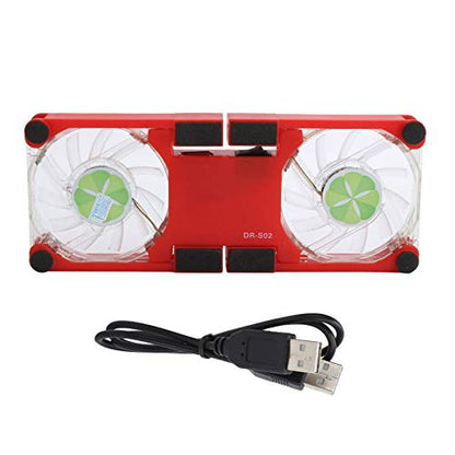 Laptop Cooling Pad, USB Foldable Radiator Cooler Stand Light Portable with Fans and LED Light, Suitable for Notebook Computers(RED)