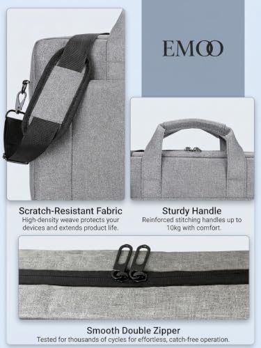 EMOO 14 Inch Laptop Briefcase, Polyester Laptop Bag with Front Pocket, Double Zipper Computer Bag for Daily Office Use