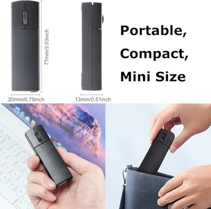 Wireless Mouse Mini Bluetooth 5.1/5.0 & 2.4Ghz Tri Mode Mice,Small Silent Portable Compact Finger Mice, Cute Tiny Travel USB Mouse for MacBook Chromebook PC Laptop Computer Tablet Office School Gift - color: Black