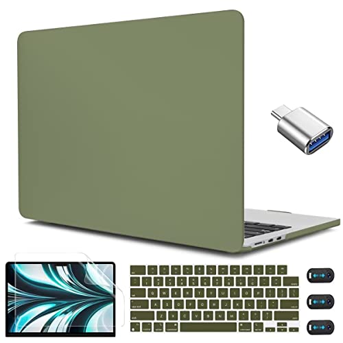 CISSOOK Compatible with MacBook Air 13.6 inch Case M2 M3 M4 M5 | A3449 A3240 A3113 A2681, 5in1 Set Hard Shell Case Keyboard Cover for MacBook Air 13 inch 2022 - 2026, Avocado Green - color: Air13.6inch-Frosted Avocado Green