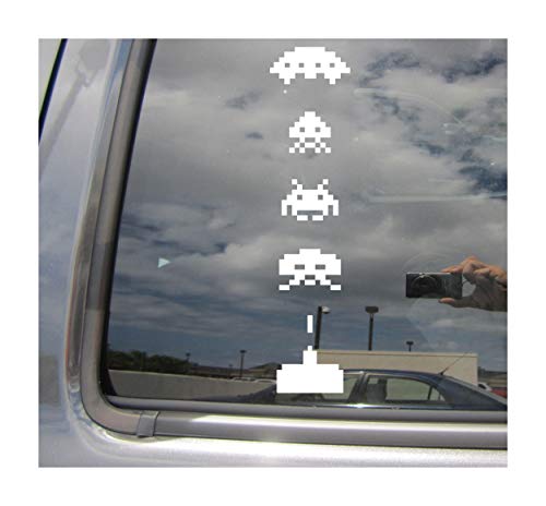 Space Invaders - Retro Classic Video Game - Cars Trucks Moped Helmet Hard Hat Auto Automotive Craft Laptop Vinyl Decal Store Window Wall Sticker 06026 C