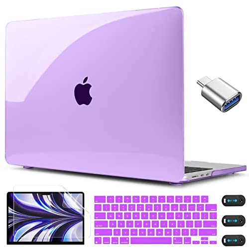 CISSOOK Compatible with MacBook Air 13.6 inch Case M2 M3 M4 M5 | A3449 A3240 A3113 A2681, 5in1 Set Hard Shell Case Keyboard Cover for MacBook Air 13 inch 2022 - 2026, Crystal Purple - color: Air13.6inch-Crystal Purple