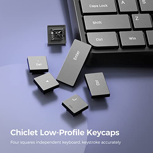 Virfour Wired USB Computer Keyboard, Quiet Keyboard with Multimedia Keys | Virfour Silent Keyboard with Low Profile Chiclet Keys,Spill-Resistant, Anti-Wear Letters,Full Size for Laptop,Desktop