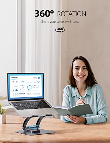 Nulaxy 360° Rotating Ergonomic Laptop Stand for Desk, Dual Foldable Design | Holds 22 Lbs, Dual Hinge Adjustable, Heat-Vent Computer Stand, Portable Office Accessories, Compatible with 10-17" Laptops